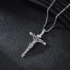 925 Sterling Silver Cross Necklace for Men & Women Crucifix Jesus/Cross Pendant with 22″+2″ Stainless Steel Chain Jewelry Gift for Christmas, Father’s Day, Mother’s Day, Birthday-Gift Box Included(B07 Crucifix)