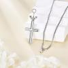 925 Sterling Silver Cross Necklace for Men & Women Crucifix Jesus/Cross Pendant with 22″+2″ Stainless Steel Chain Jewelry Gift for Christmas, Father’s Day, Mother’s Day, Birthday-Gift Box Included(C02 Cross Urn)