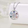 YFN Chakra Necklace Sterling Silver 7 Chakra Gemstone Pendant Spiritual Yoga Jewelry for Women Men(Cube)