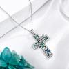 YFN Cross Necklace for Women 925 Sterling Silver Dragonfly Butterfly Hummingbird Tree of Life Abalone Shell Cross Pendant Necklace Jewelry(Dragonfly)