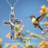 YFN Cross Necklace for Women 925 Sterling Silver Dragonfly Butterfly Hummingbird Tree of Life Abalone Shell Cross Pendant Necklace Jewelry(Hummingbird)