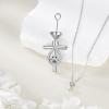 YFN Pet Cremation Necklace 925 Sterling Silver Cross Infinite love Urn Necklace Pendant Pet Jewelry Gift for Dog Cat Lovers(style-7)