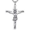 925 Sterling Silver Cross Necklace for Men & Women Crucifix Jesus/Cross Pendant with 22″+2″ Stainless Steel Chain Jewelry Gift for Christmas, Father’s Day, Mother’s Day, Birthday-Gift Box Included(B04 Crucifix)