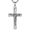 925 Sterling Silver Cross Necklace for Men & Women Crucifix Jesus/Cross Pendant with 22″+2″ Stainless Steel Chain Jewelry Gift for Christmas, Father’s Day, Mother’s Day, Birthday-Gift Box Included(B01 Crucifix)