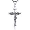 925 Sterling Silver Cross Necklace for Men & Women Crucifix Jesus/Cross Pendant with 22″+2″ Stainless Steel Chain Jewelry Gift for Christmas, Father’s Day, Mother’s Day, Birthday-Gift Box Included(B06 Crucifix)