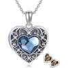 YFN Locket Necklace 925 Sterling Silver Heart Locket Necklace that Holds Pictures for Women Jewelry Gifts(Retro)