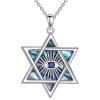 YFN Star of David Necklace Sterling Sliver Abalone Shell Tree of Life Necklace Jewish Jewelry Gifts for Women Men(evil eye)