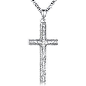 925 Sterling Silver Cross Necklace for Men & Women Crucifix Jesus/Cross Pendant with 22″+2″ Stainless Steel Chain Jewelry Gift for Christmas, Father’s Day, Mother’s Day, Birthday-Gift Box Included(A01 Cross)
