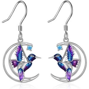 YFN Hummingbird Earrings Bird Dangle Earrings Sterling Silver Jewelry Hummingbird Gifts for Women