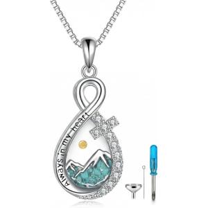 YFN Pet Cremation Necklace 925 Sterling Silver Cross Infinite love Urn Necklace Pendant Pet Jewelry Gift for Dog Cat Lovers(style-1)