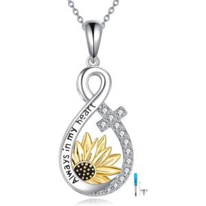 YFN Pet Cremation Necklace 925 Sterling Silver Cross Infinite love Urn Necklace Pendant Pet Jewelry Gift for Dog Cat Lovers(style-10)