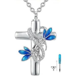 YFN Pet Cremation Necklace 925 Sterling Silver Cross Infinite love Urn Necklace Pendant Pet Jewelry Gift for Dog Cat Lovers(style-2)