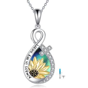 YFN Pet Cremation Necklace 925 Sterling Silver Cross Infinite love Urn Necklace Pendant Pet Jewelry Gift for Dog Cat Lovers(style-3)