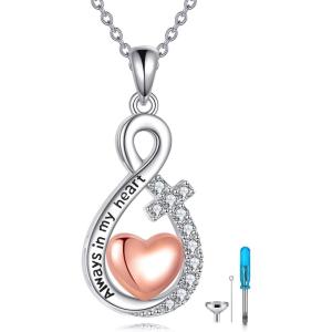 YFN Pet Cremation Necklace 925 Sterling Silver Cross Infinite love Urn Necklace Pendant Pet Jewelry Gift for Dog Cat Lovers(style-8)