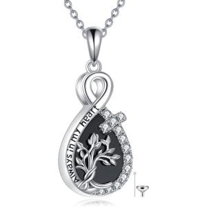 YFN Pet Cremation Necklace 925 Sterling Silver Cross Infinite love Urn Necklace Pendant Pet Jewelry Gift for Dog Cat Lovers(style-9)