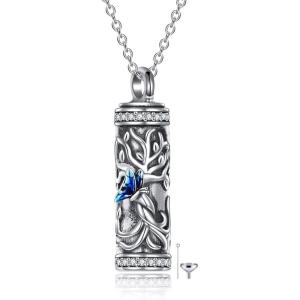 YFN Urn Necklace for Ashes Sterling Silver Cremation Keepsake Pendant Jewelry Gifts for Women Men Girls Boys(Tree of Life Butterfly)