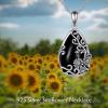 YFN Black Obsidian/Moonstone/Turquoise/Moss Agate Sunflower Filigree Teardrop Pendant Necklace Jewelry for Women – 925 Sterling Silver(Black Obsidian-Sunflower Necklace)