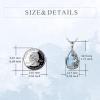 YFN Black Obsidian/Moonstone/Turquoise/Moss Agate Sunflower Filigree Teardrop Pendant Necklace Jewelry for Women – 925 Sterling Silver(Silver-Larimar Sunflower Necklace)