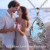YFN Black Obsidian/Moonstone/Turquoise/Moss Agate Sunflower Filigree Teardrop Pendant Necklace Jewelry for Women – 925 Sterling Silver(Silver-Larimar Sunflower Necklace)