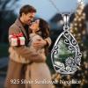 YFN Black Obsidian/Moonstone/Turquoise/Moss Agate Sunflower Filigree Teardrop Pendant Necklace Jewelry for Women – 925 Sterling Silver(Silver-Moss Agate Sunflower Necklace)