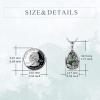 YFN Black Obsidian/Moonstone/Turquoise/Moss Agate Sunflower Filigree Teardrop Pendant Necklace Jewelry for Women – 925 Sterling Silver(Silver-Moss Agate Sunflower Necklace)