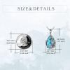 YFN Black Obsidian/Moonstone/Turquoise/Moss Agate Sunflower Filigree Teardrop Pendant Necklace Jewelry for Women – 925 Sterling Silver(Silver-Turquoise Sunflower Necklace)