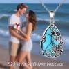 YFN Black Obsidian/Moonstone/Turquoise/Moss Agate Sunflower Filigree Teardrop Pendant Necklace Jewelry for Women – 925 Sterling Silver(Silver-Turquoise Sunflower Necklace)