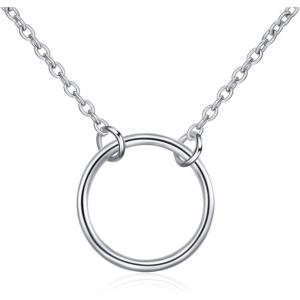 YFN 925 Sterling Silver Karma Choker Necklace Open Circle Choker Necklace for Women Jewelry Gifts(16inch-choker)