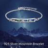 Sterling Silver Engraved Inspirational Adjustable Bracelet Graduation Gift for Her, Women Bracelets(Mountain Wave 2 Pcs)