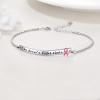 Sterling Silver Engraved Inspirational Adjustable Bracelet Graduation Gift for Her, Women Bracelets(She doesn’t fight alone)