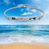 Sterling Silver Engraved Inspirational Adjustable Bracelet Graduation Gift for Her, Women Bracelets(Wave Abalone)