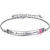 Sterling Silver Engraved Inspirational Adjustable Bracelet Graduation Gift for Her, Women Bracelets(She doesn’t fight alone)