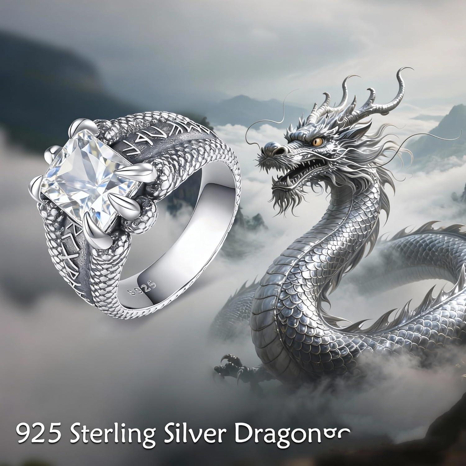 image:imageYFN Mens Dragon Claw Ring S925 Sterling Silver Masculine Birthstone Band for Fantasy Lovers Gothic Punk Jewelry Gift for HimApr