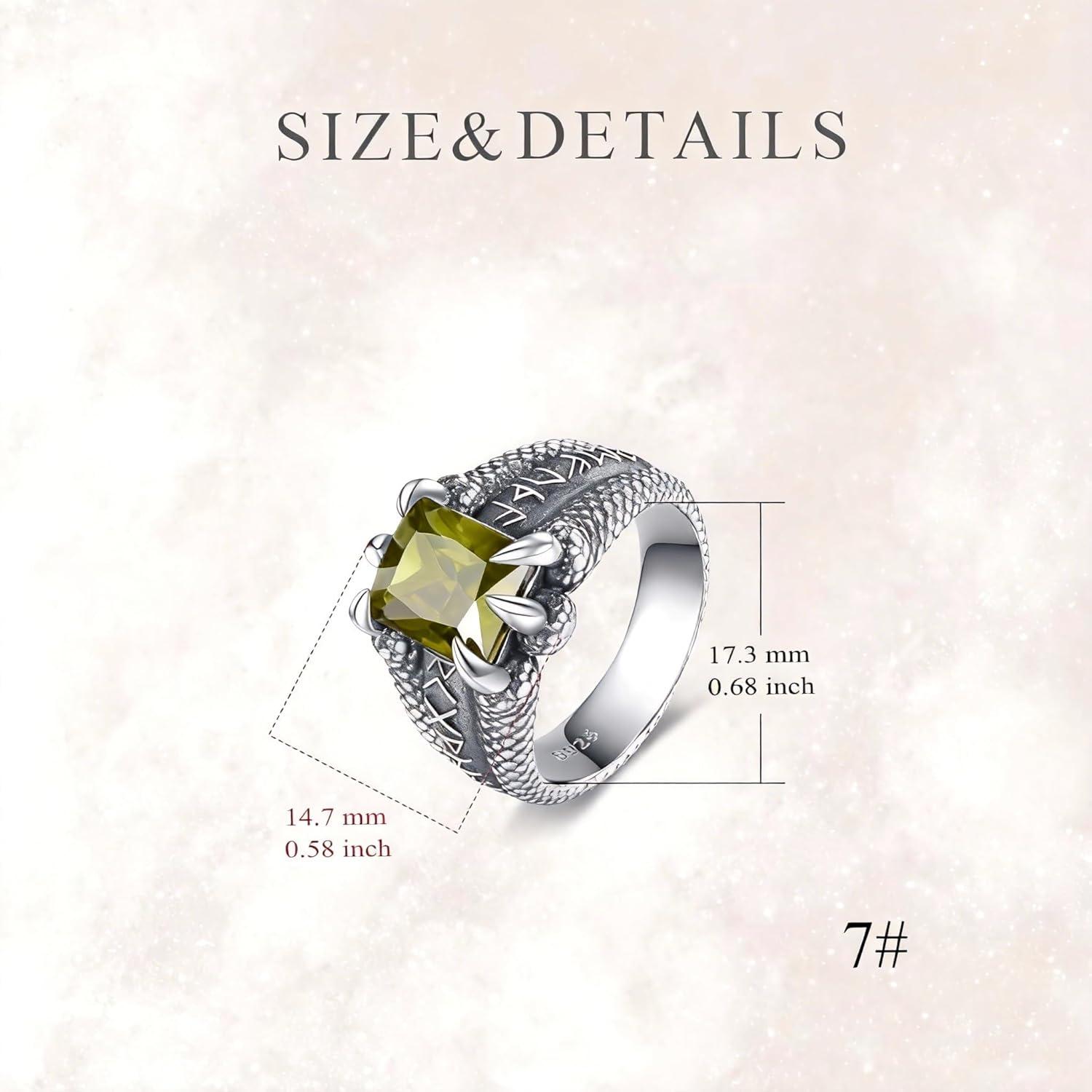 image:imageYFN Mens Dragon Claw Ring S925 Sterling Silver Masculine Birthstone Band for Fantasy Lovers Gothic Punk Jewelry Gift for HimAug