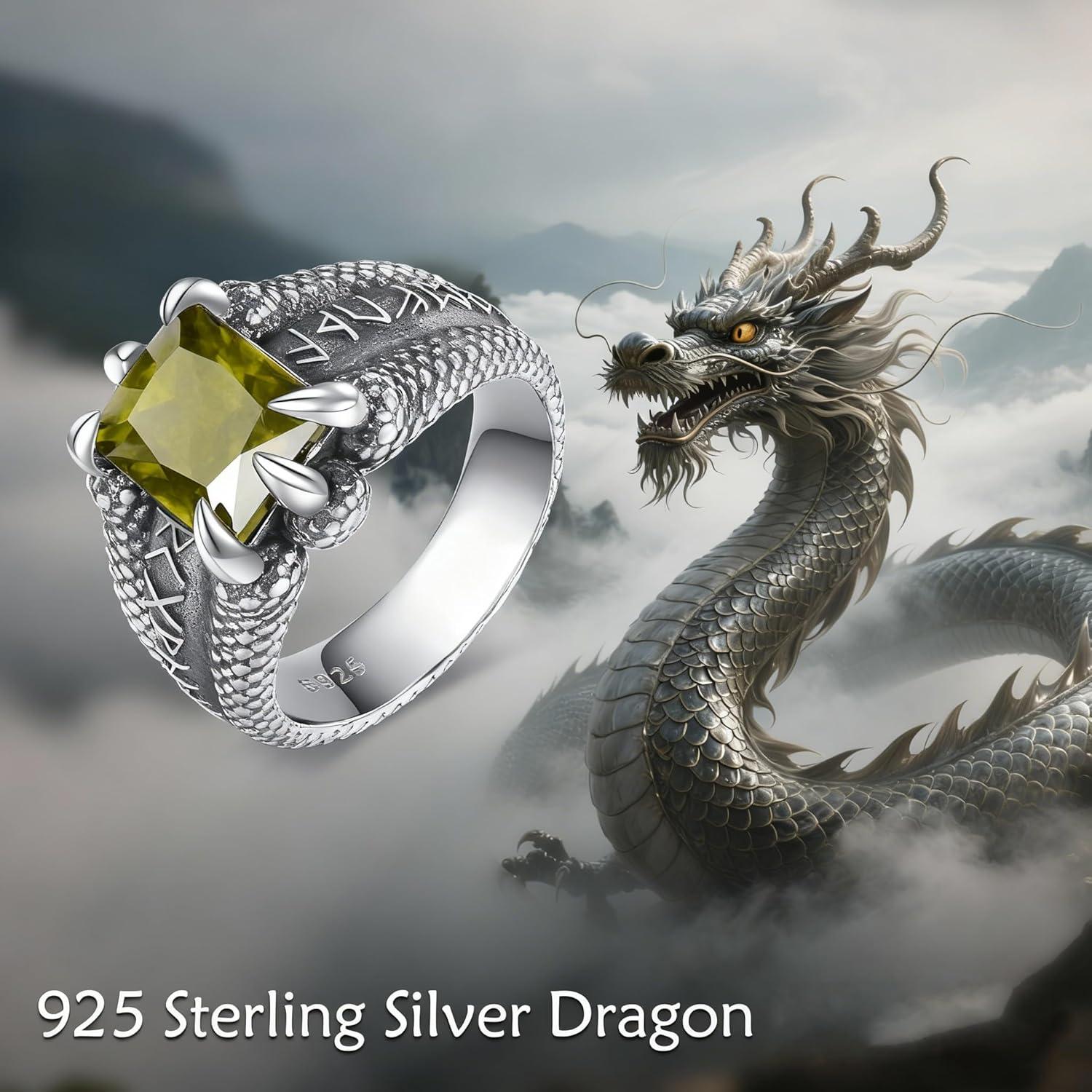 image:imageYFN Mens Dragon Claw Ring S925 Sterling Silver Masculine Birthstone Band for Fantasy Lovers Gothic Punk Jewelry Gift for HimAug
