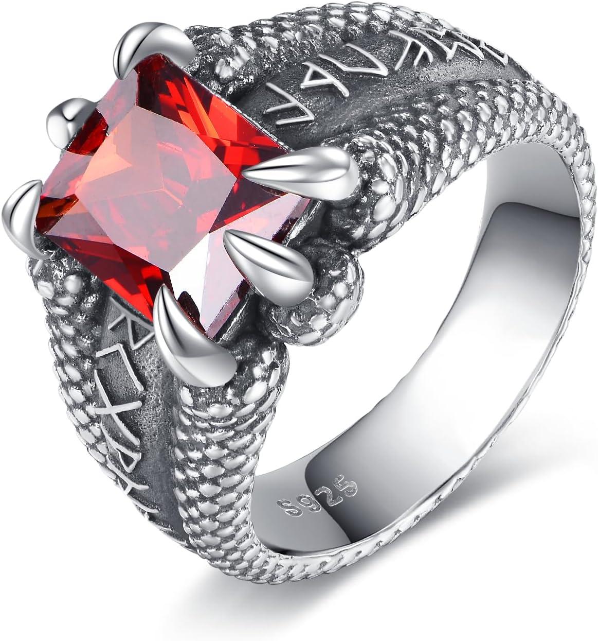 image:imageYFN Mens Dragon Claw Ring S925 Sterling Silver Masculine Birthstone Band for Fantasy Lovers Gothic Punk Jewelry Gift for HimJan