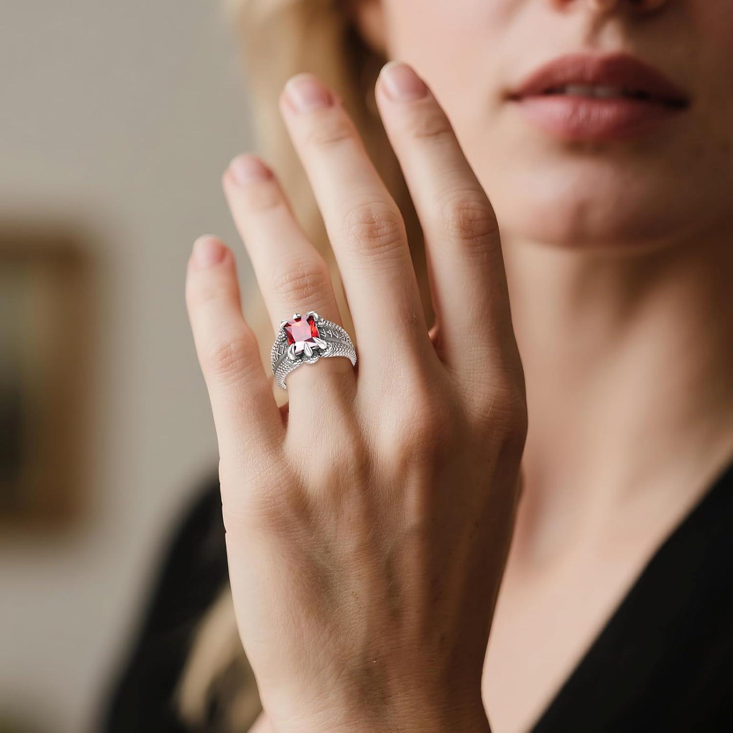 image:imageYFN Mens Dragon Claw Ring S925 Sterling Silver Masculine Birthstone Band for Fantasy Lovers Gothic Punk Jewelry Gift for HimJan