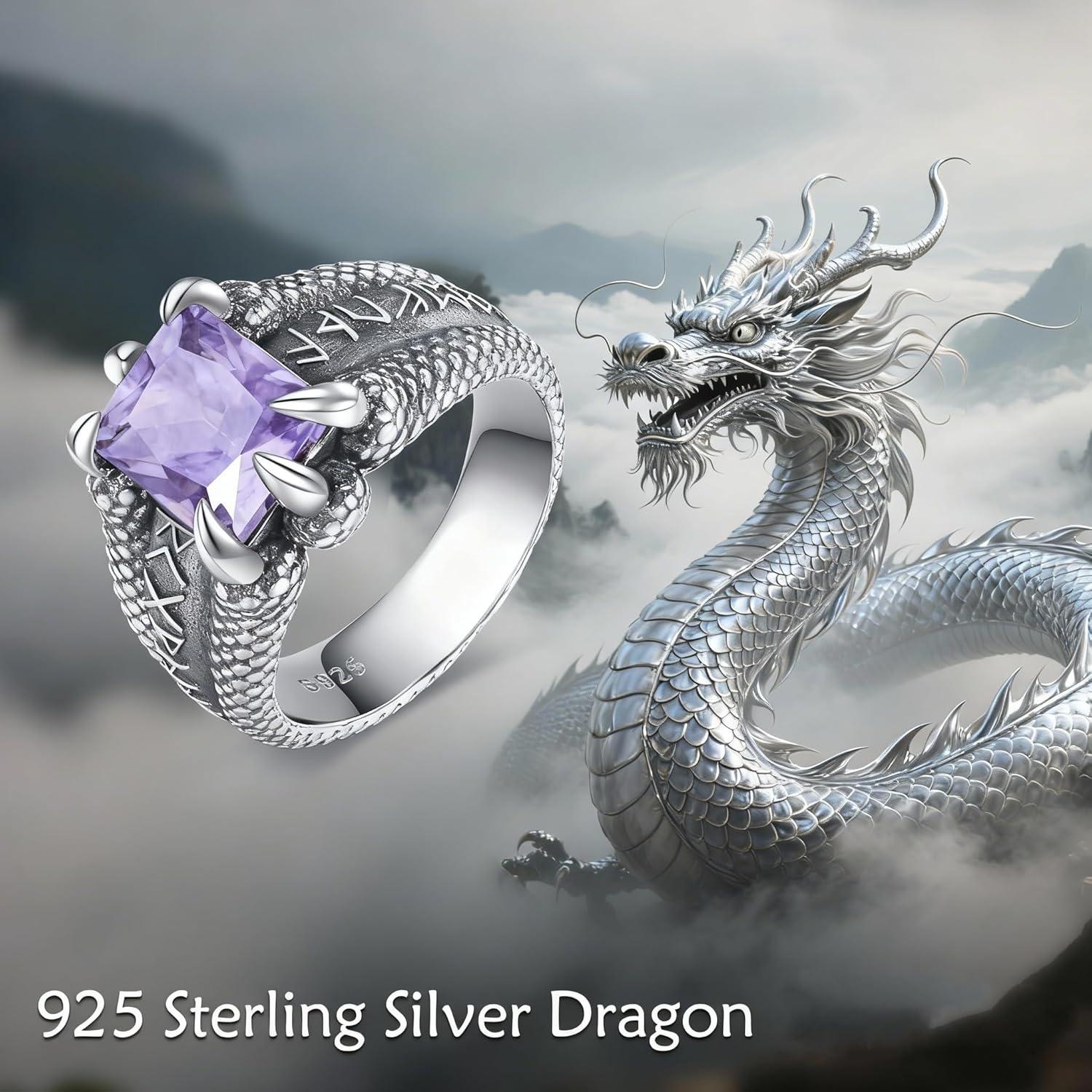 image:imageYFN Mens Dragon Claw Ring S925 Sterling Silver Masculine Birthstone Band for Fantasy Lovers Gothic Punk Jewelry Gift for HimJun