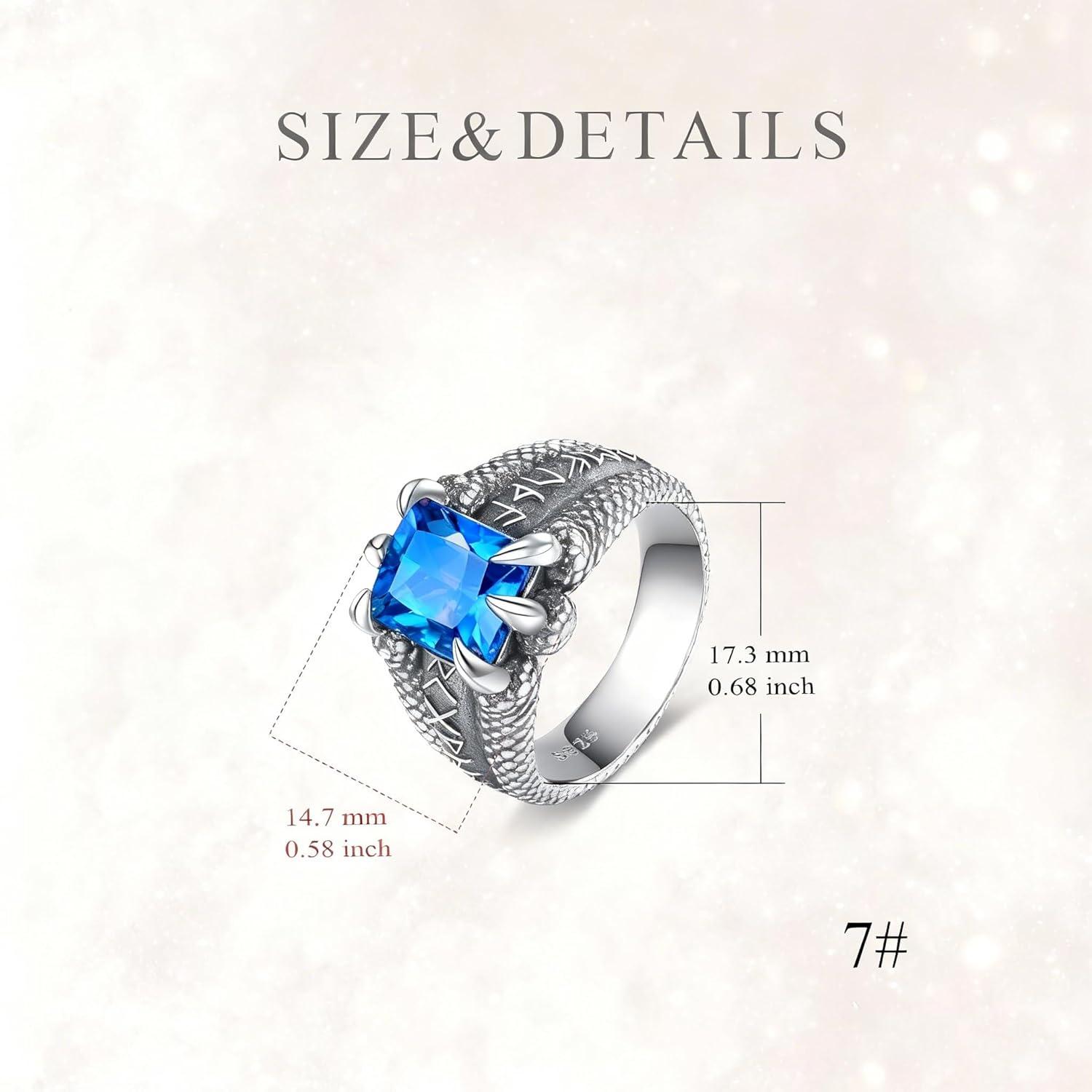image:imageYFN Mens Dragon Claw Ring S925 Sterling Silver Masculine Birthstone Band for Fantasy Lovers Gothic Punk Jewelry Gift for HimSep