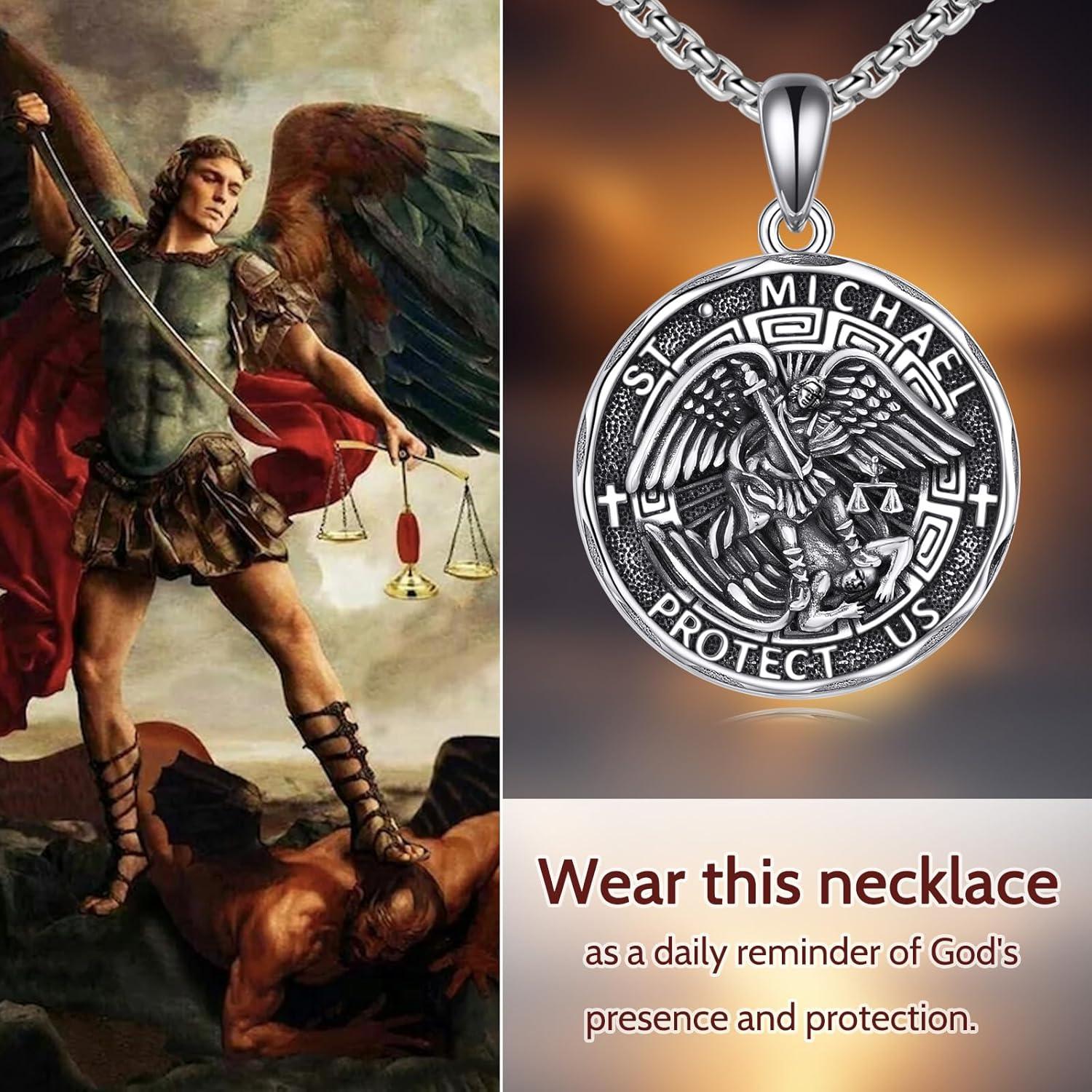 image:imageYFN Patron Saint Necklace Sterling Silver Amulet Medal Pendant Religious Protector Jewelry Gifts for Women Men01 St Michael Police