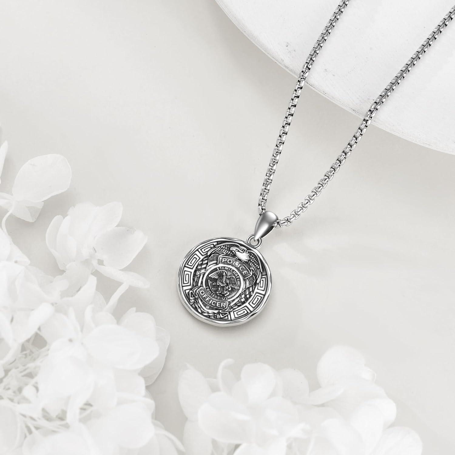 image:imageYFN Patron Saint Necklace Sterling Silver Amulet Medal Pendant Religious Protector Jewelry Gifts for Women Men01 St Michael Police