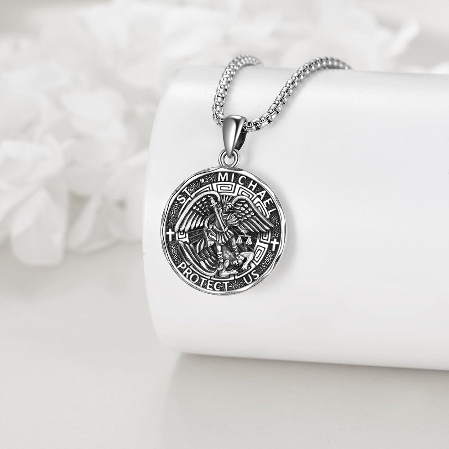 image:imageYFN Patron Saint Necklace Sterling Silver Amulet Medal Pendant Religious Protector Jewelry Gifts for Women Men01 St Michael Police