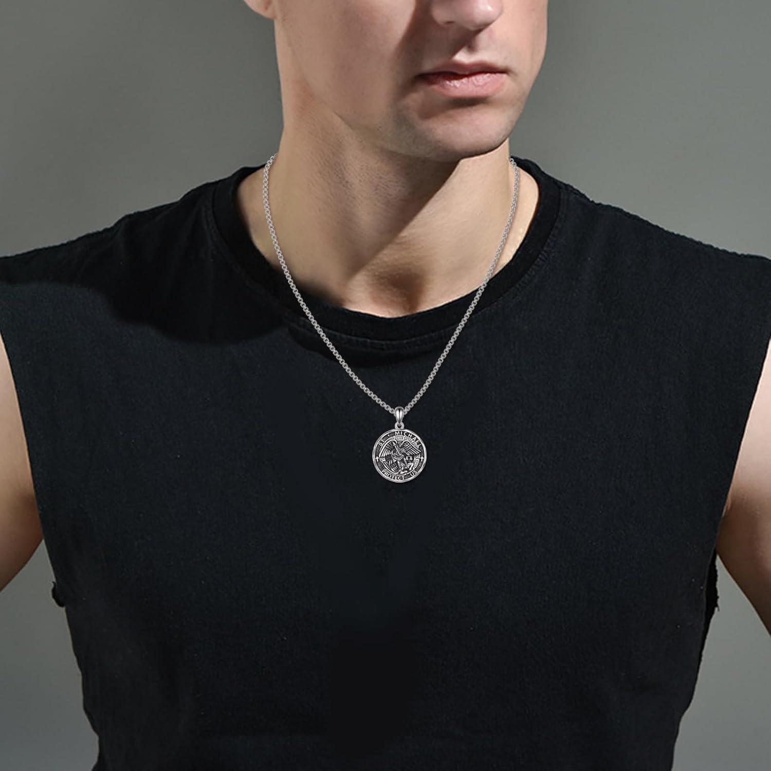 image:imageYFN Patron Saint Necklace Sterling Silver Amulet Medal Pendant Religious Protector Jewelry Gifts for Women Men01 St Michael Police