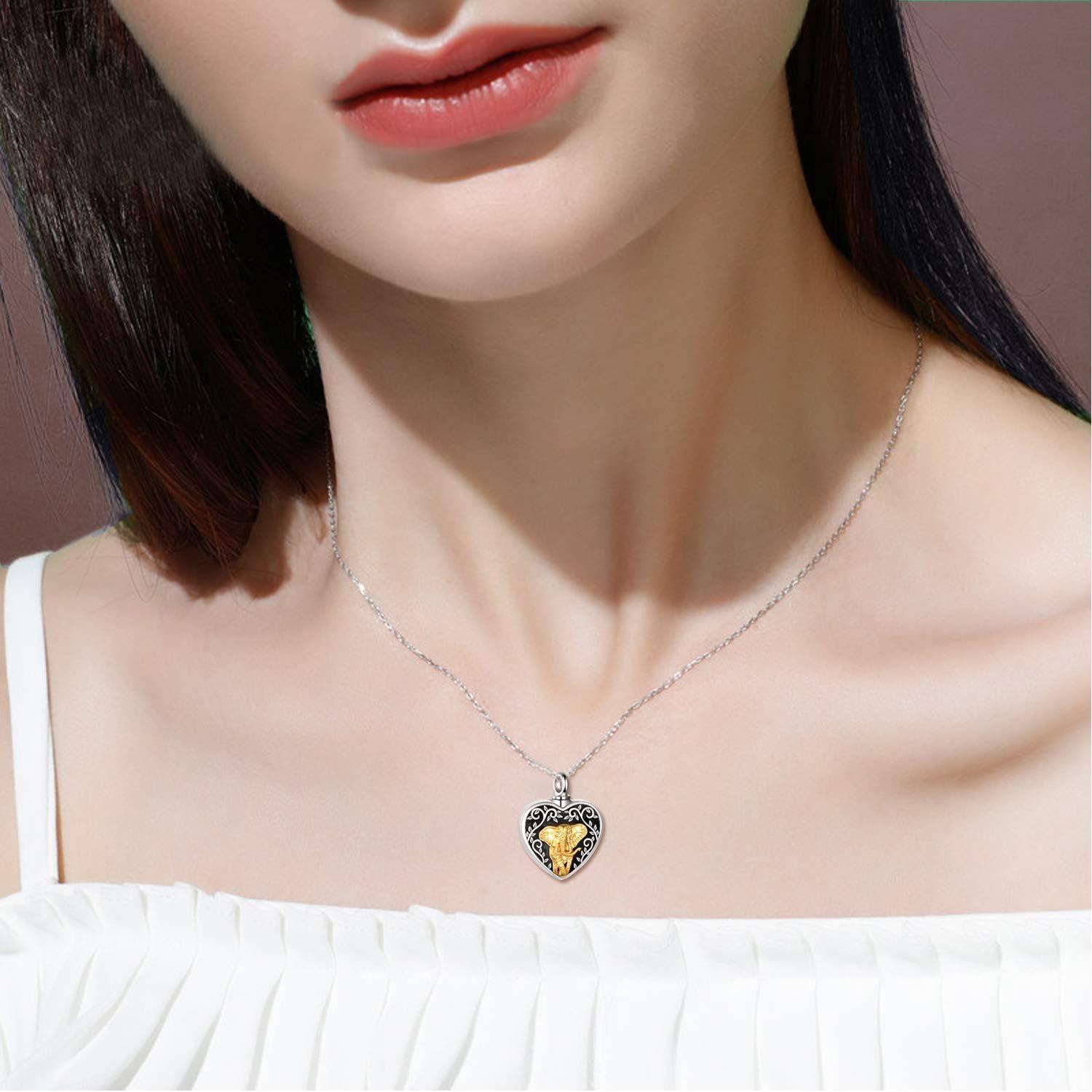 image:imageYFN Urn Necklaces for Ashes Sterling Silver Heart Urn Necklaces for Ashes Cremation Memory Jewelry for Women MenElephant urn necklace