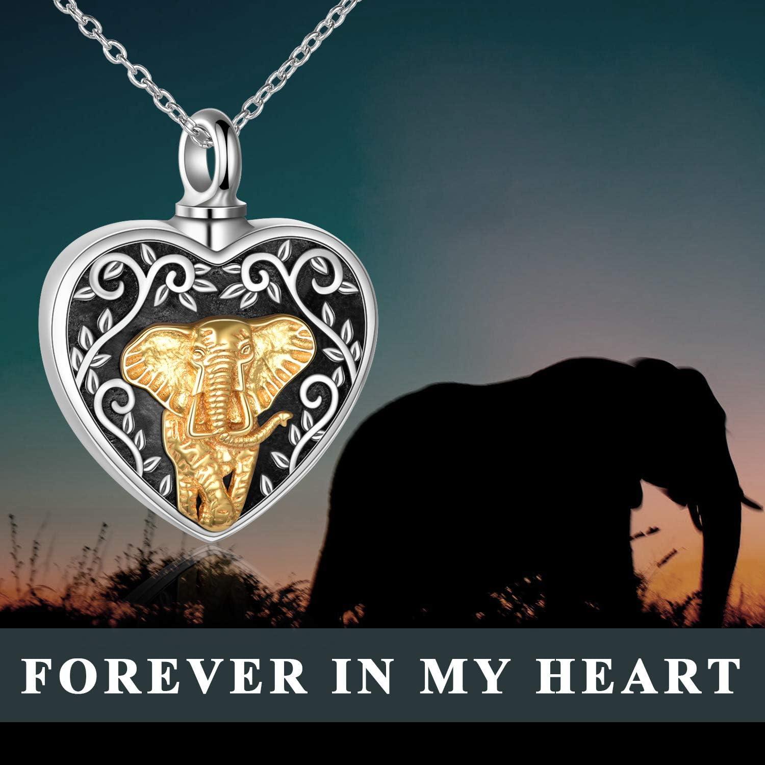 image:imageYFN Urn Necklaces for Ashes Sterling Silver Heart Urn Necklaces for Ashes Cremation Memory Jewelry for Women MenElephant urn necklace
