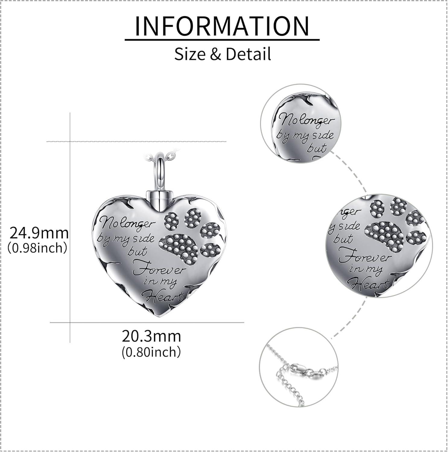 image:imageYFN Urn Necklaces for Ashes Sterling Silver Heart Urn Necklaces for Ashes Cremation Memory Jewelry for Women Menpaw urn necklace