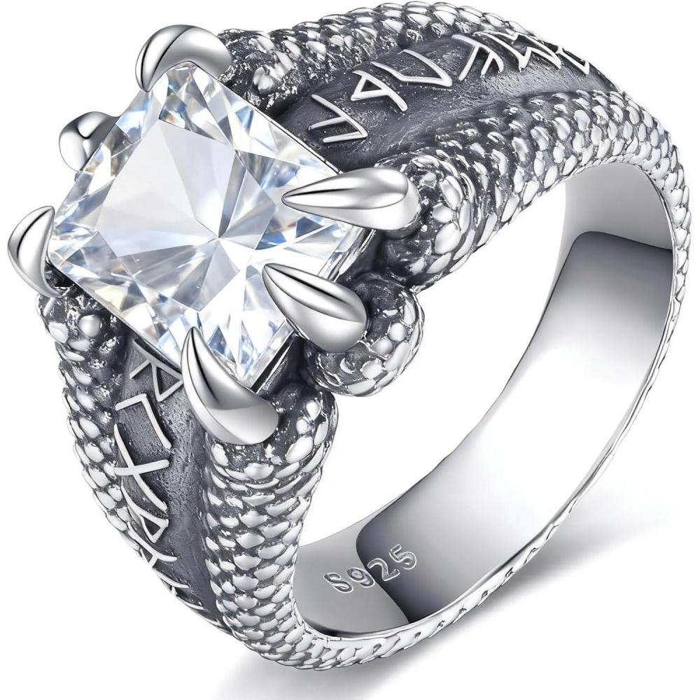 image:imageYFN Mens Dragon Claw Ring S925 Sterling Silver Masculine Birthstone Band for Fantasy Lovers Gothic Punk Jewelry Gift for HimApr