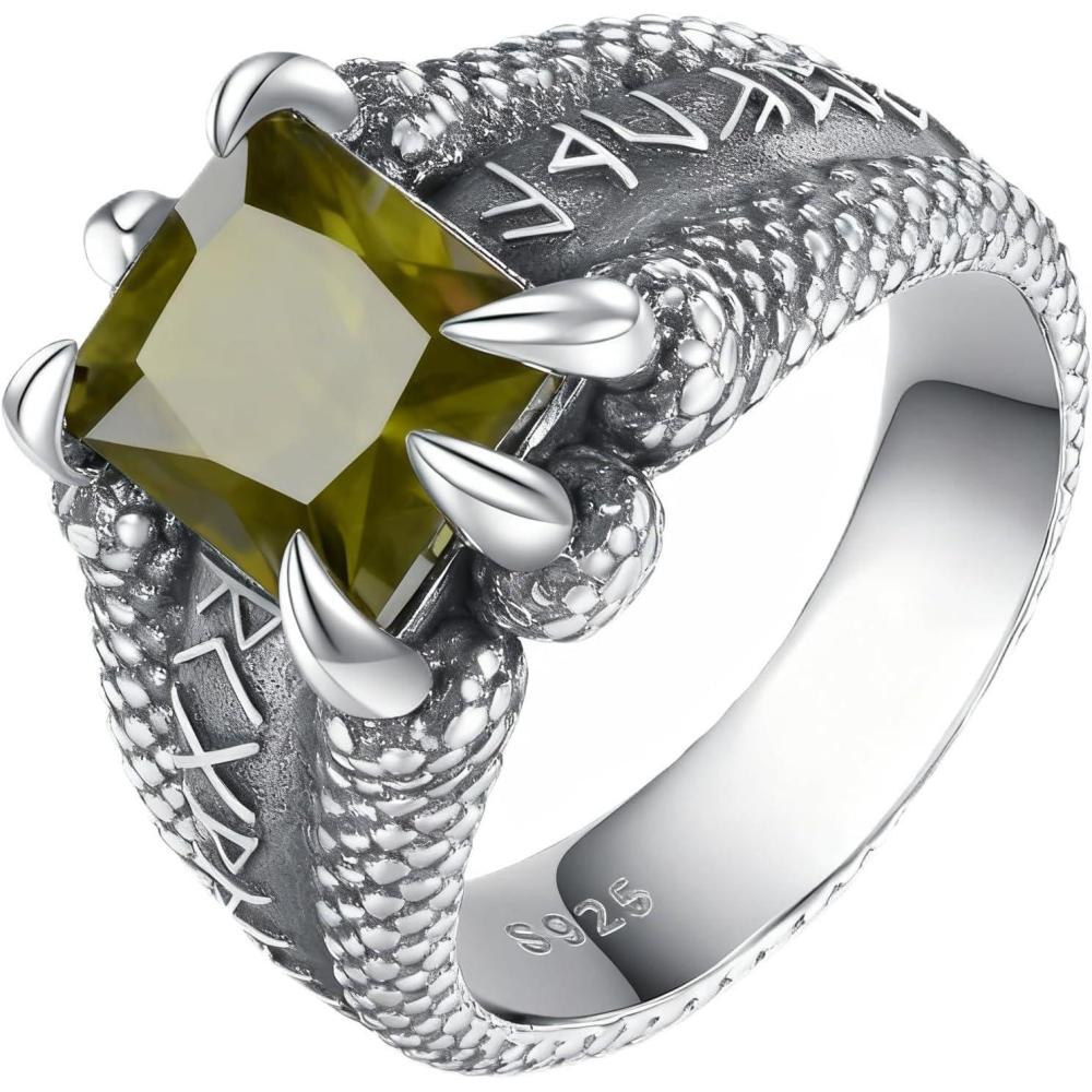 image:imageYFN Mens Dragon Claw Ring S925 Sterling Silver Masculine Birthstone Band for Fantasy Lovers Gothic Punk Jewelry Gift for HimAug