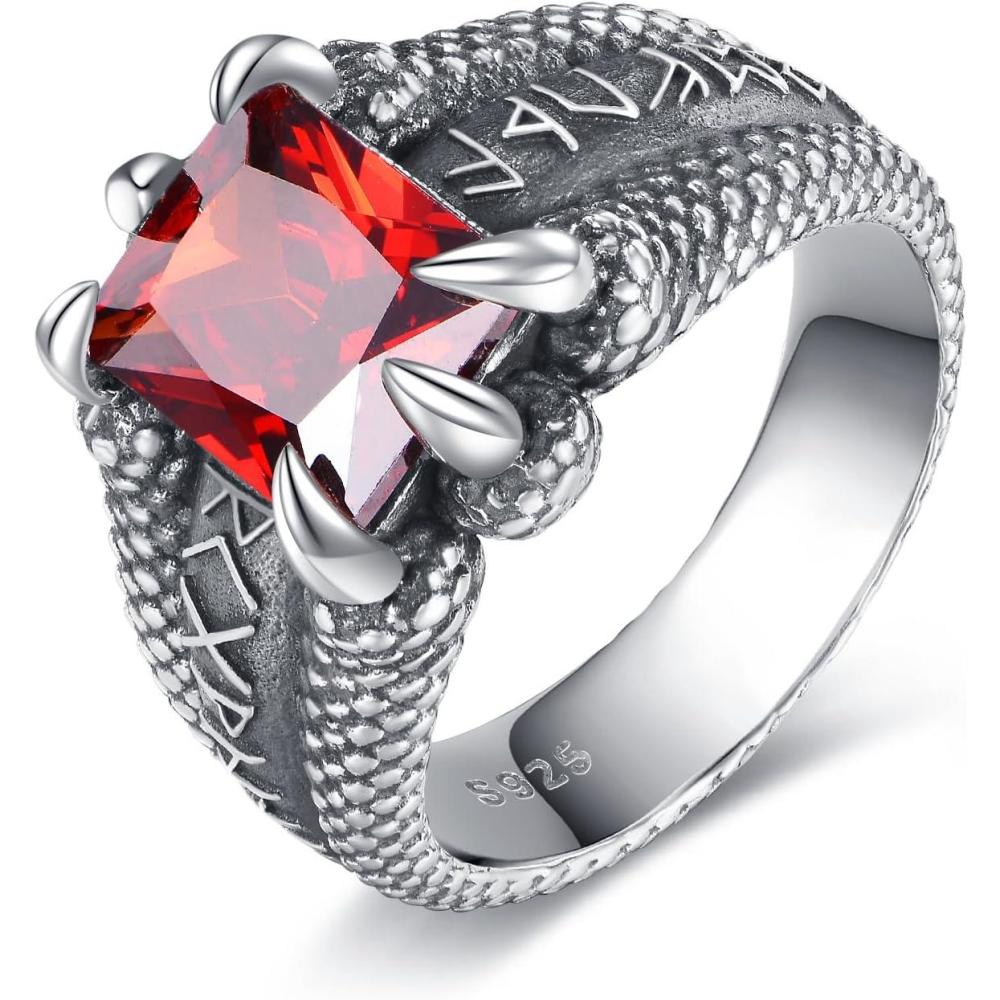 image:imageYFN Mens Dragon Claw Ring S925 Sterling Silver Masculine Birthstone Band for Fantasy Lovers Gothic Punk Jewelry Gift for HimJan