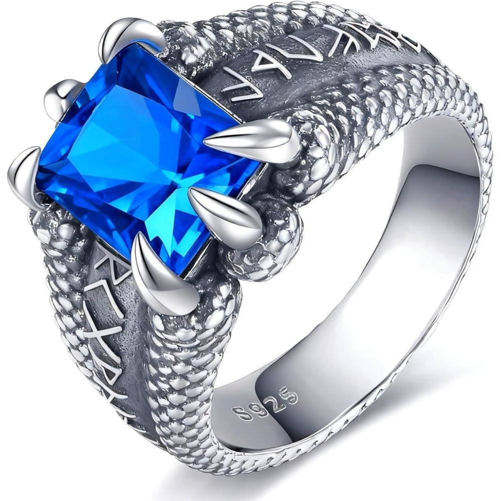 image:imageYFN Mens Dragon Claw Ring S925 Sterling Silver Masculine Birthstone Band for Fantasy Lovers Gothic Punk Jewelry Gift for HimSep